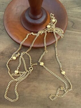 Vintage Monet 58” Gold Beaded Necklace